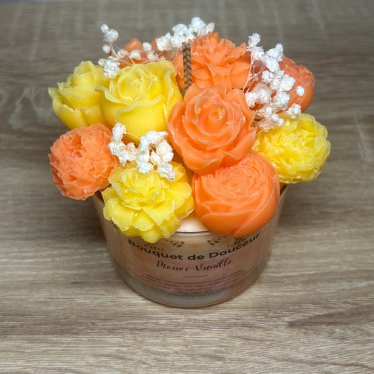 Bougie bouquet avec fondants parfumés et colorés home douceur