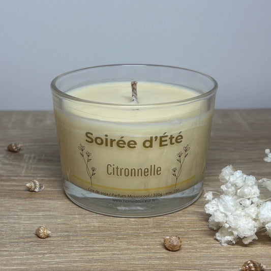Bougie artisanale jaune clair parfum citronnelle Home Douceur